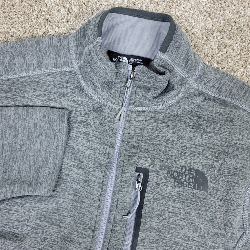 The North Face Mens Small Solid Gray Stretch Fleece Full Zip Jacket